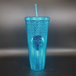 Starbucks Teal Studded Tumbler 24oz Reusable Cold Cup w Straw
